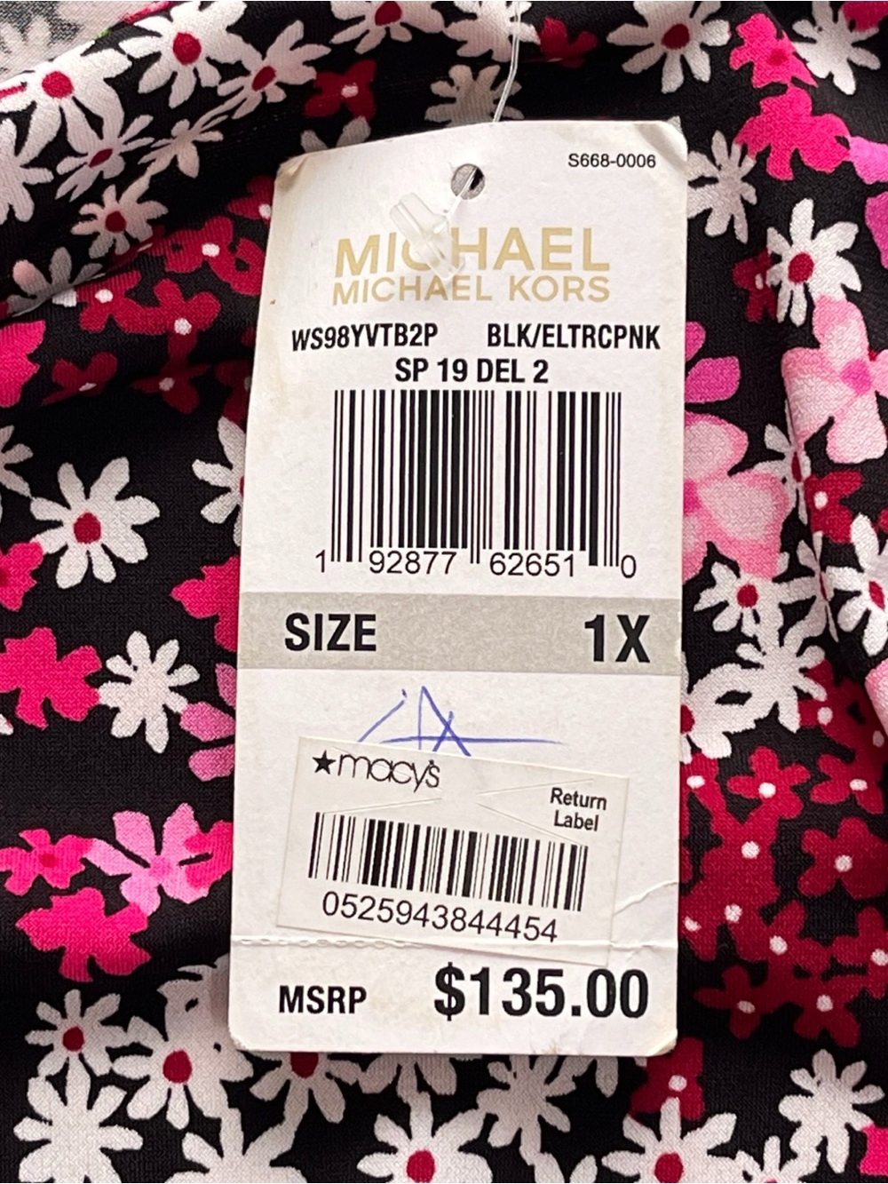 NWT Michael Kors Plus Size Ruffled Floral Print Mini-Midi Dress 1X - Picture 11 of 12